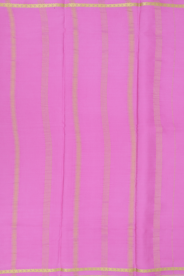Mysore Silk Saree In Pink With Zari Border
