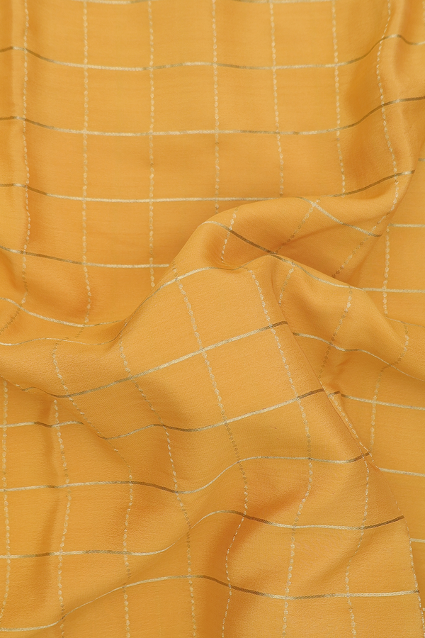 Mysore Silk Saree In Mustard Yellow With Checks Design
