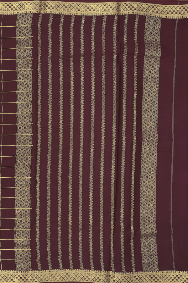 Mysore Silk Saree In Coffee Brown With Checks Design