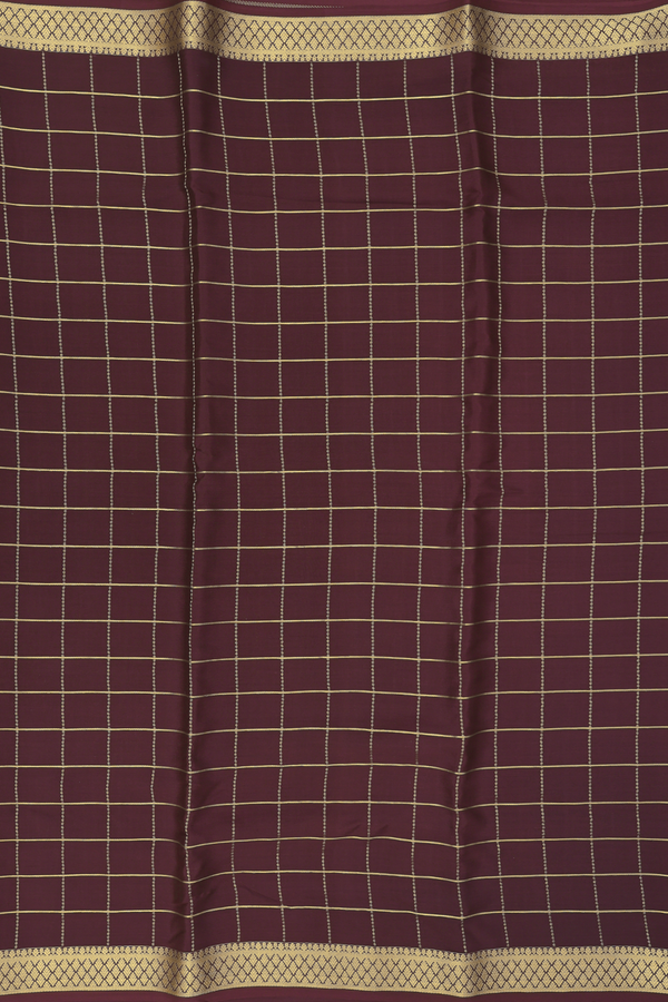 Mysore Silk Saree In Coffee Brown With Checks Design