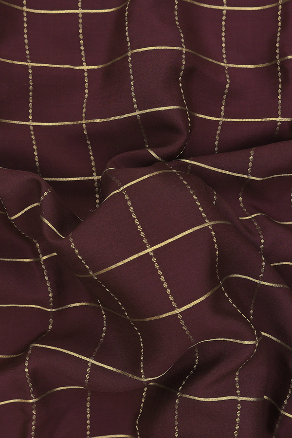 Mysore Silk Saree In Coffee Brown With Checks Design