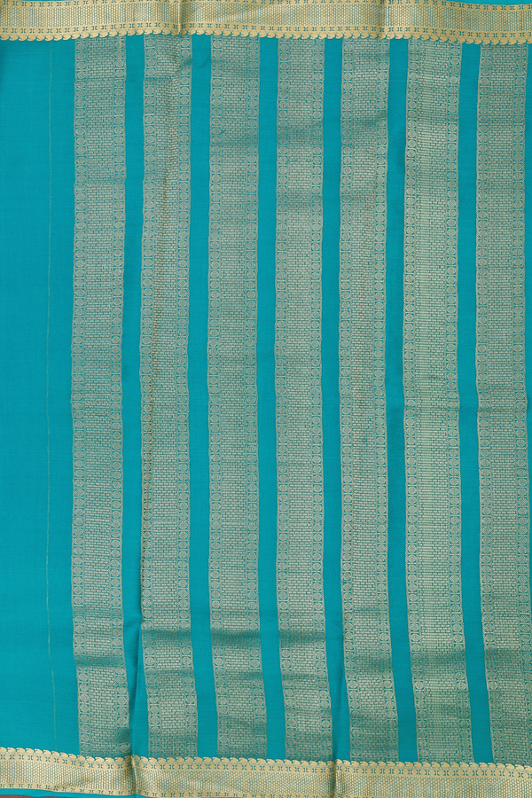 Mysore Silk Saree In Teal Blue With Checks Design