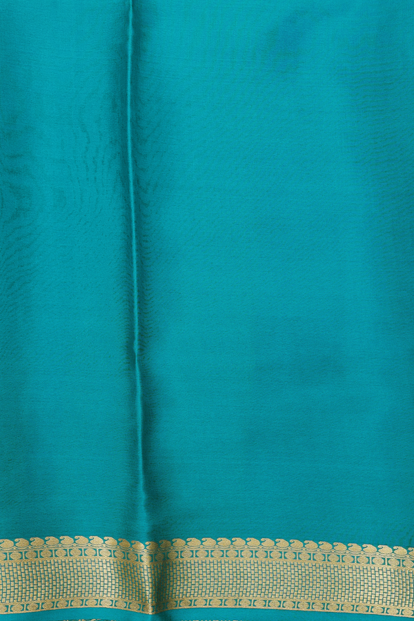 Mysore Silk Saree In Teal Blue With Checks Design