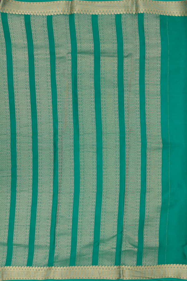 Mysore Silk Saree In Peacock Green With Checks Design