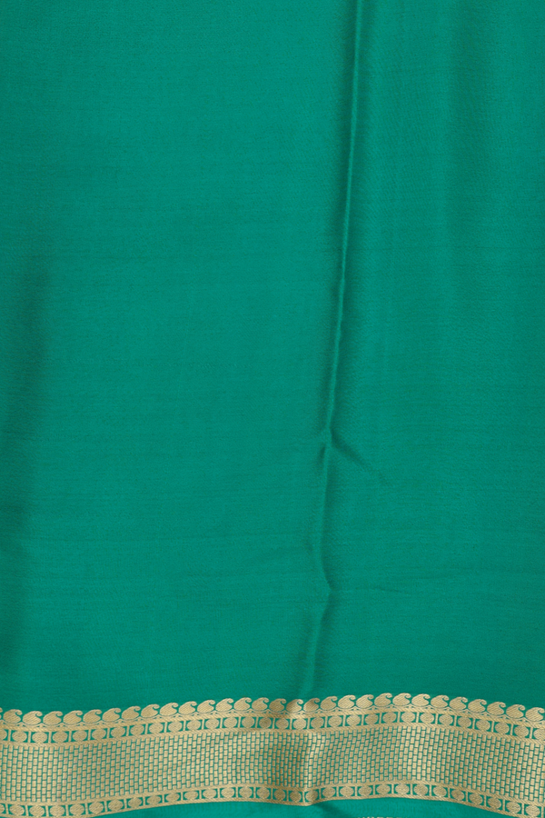 Mysore Silk Saree In Peacock Green With Checks Design