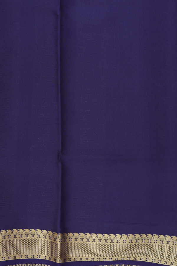 Mysore Silk Saree In Navy Blue With Checks Design