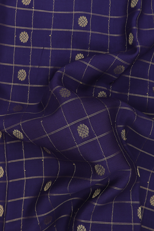 Mysore Silk Saree In Navy Blue With Checks Design
