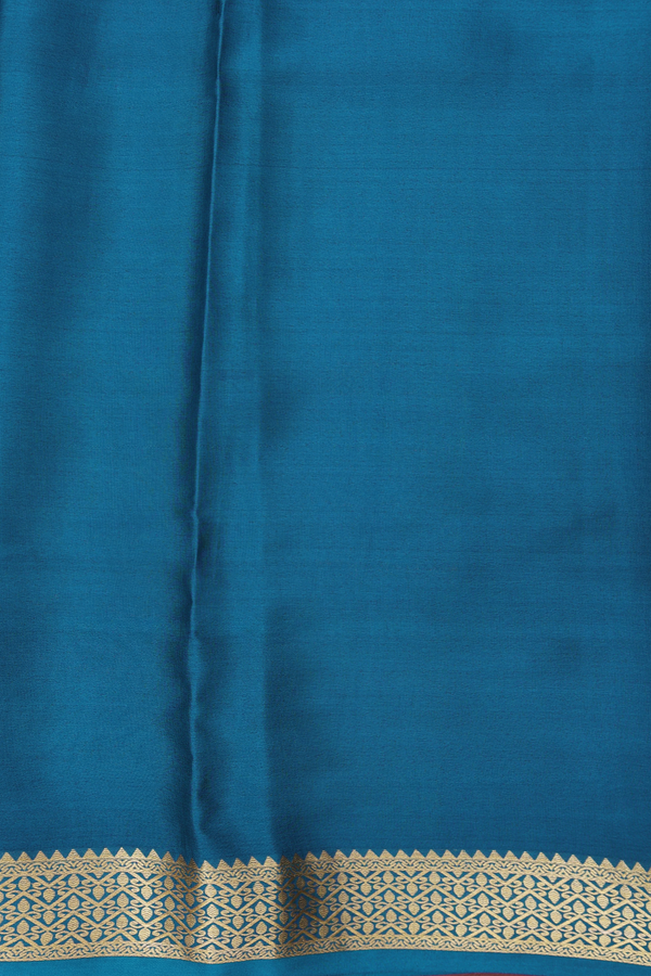 Mysore Silk Saree In Teal Blue With Checks Design