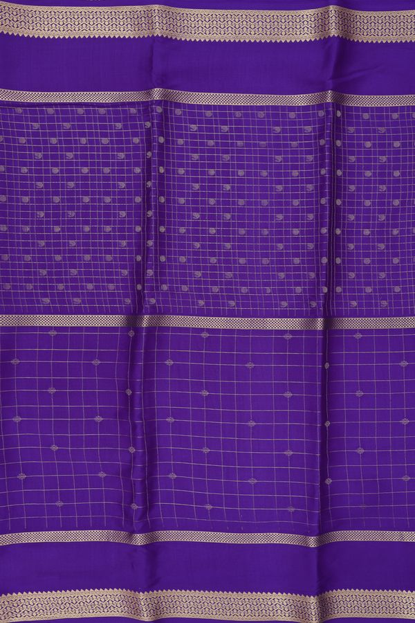 Mysore Silk Saree In Royal Purple With Checks Design