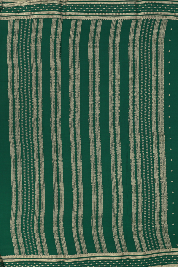 Mysore Silk Saree In Forest Green With Zari Buttis