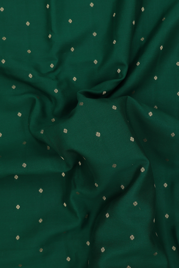Mysore Silk Saree In Forest Green With Zari Buttis