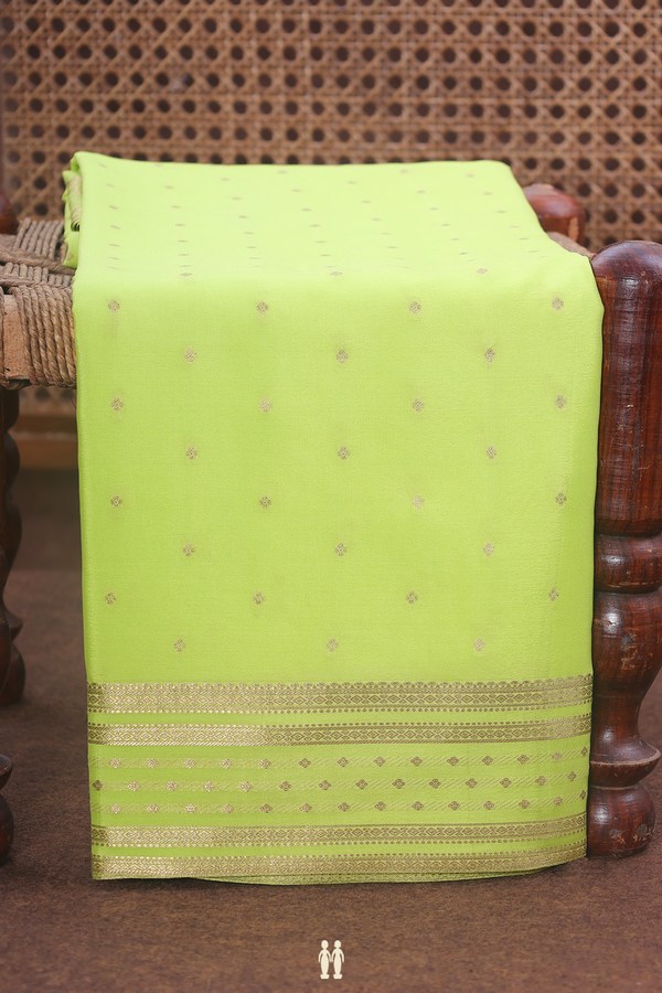 Mysore Silk Saree In Light Green With Zari Buttis