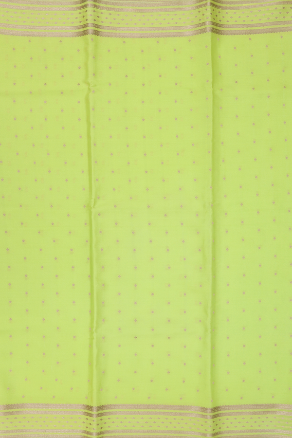 Mysore Silk Saree In Light Green With Zari Buttis