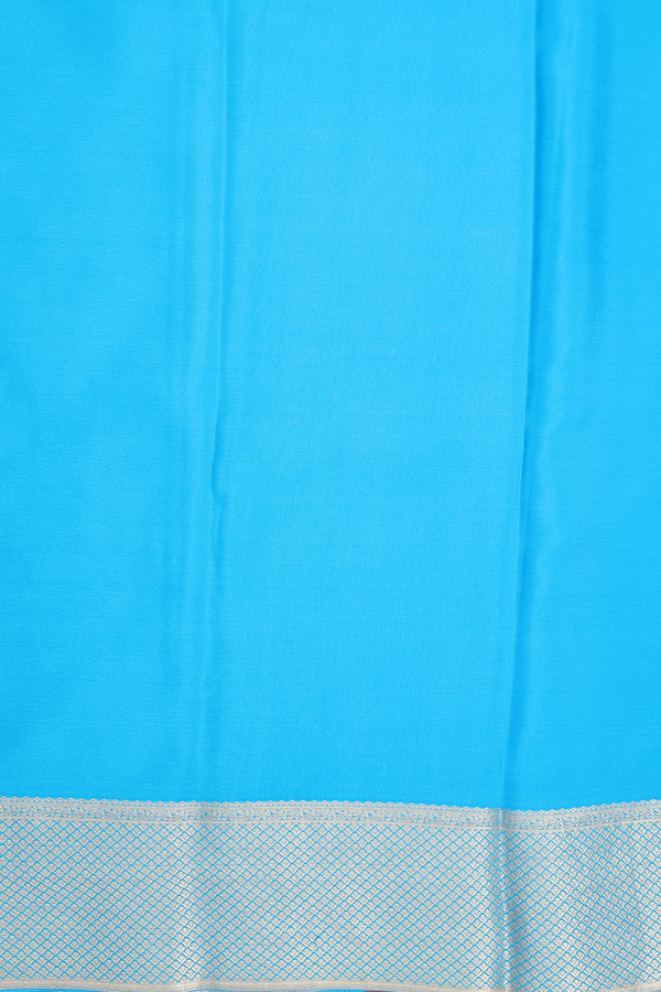 Mysore Silk Saree In Cerulean Blue With Paisley Design
