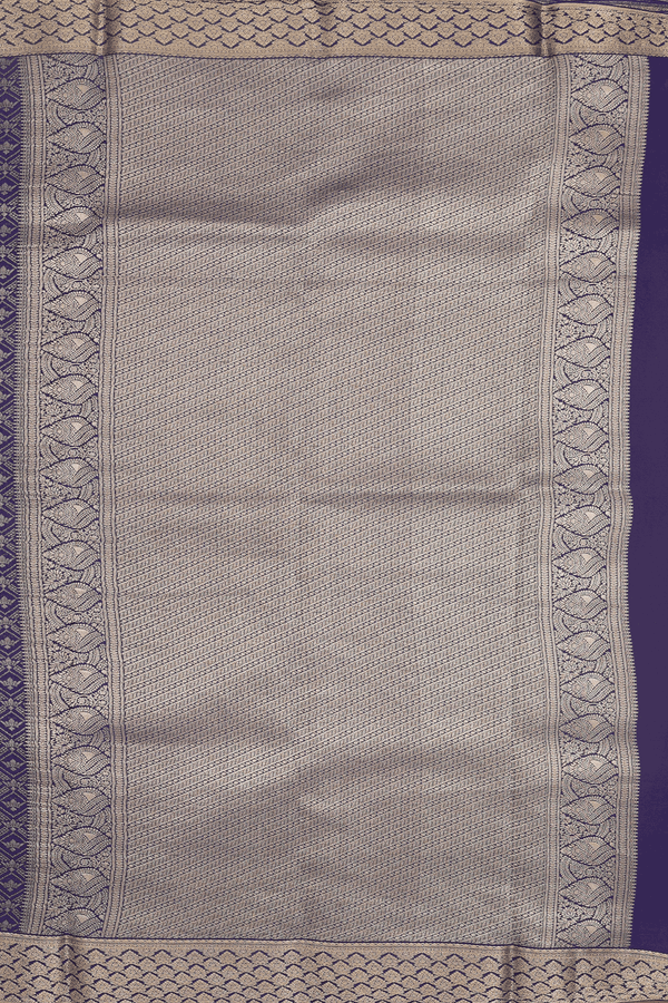 Mysore Silk Saree In Navy Blue With Diamond Design