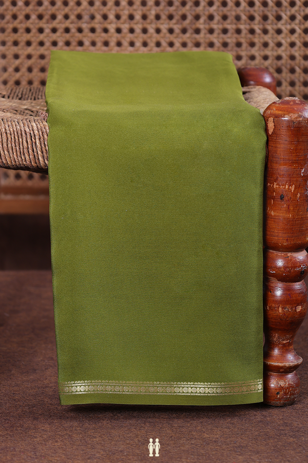 Mysore Silk Saree In Mehendi Green With Zari Border