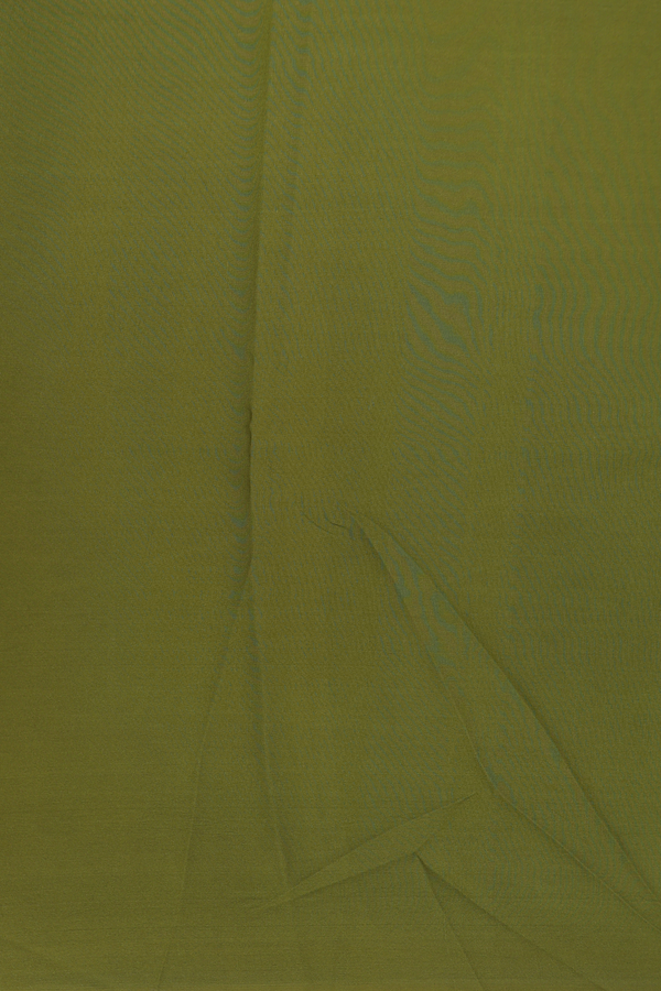 Mysore Silk Saree In Mehendi Green With Zari Border