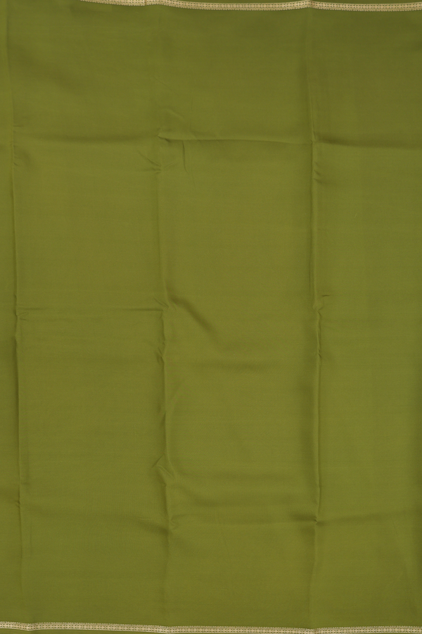 Mysore Silk Saree In Mehendi Green With Zari Border