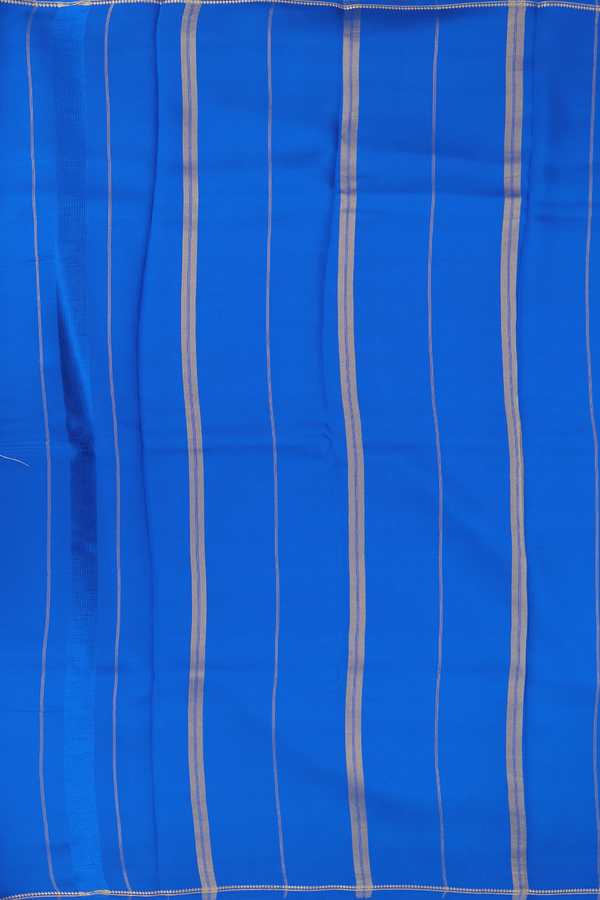 Mysore Silk Saree In Cobalt Blue With Zari Border