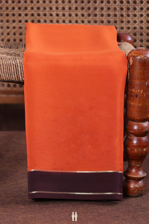 Mysore Silk Saree In Burnt Orange With Contrast Border
