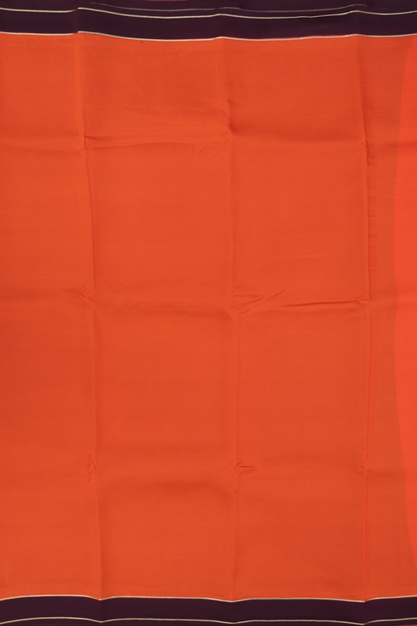 Mysore Silk Saree In Burnt Orange With Contrast Border