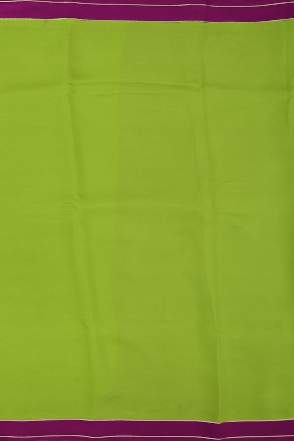 Mysore Silk Saree In Pear Green With Contrast Border