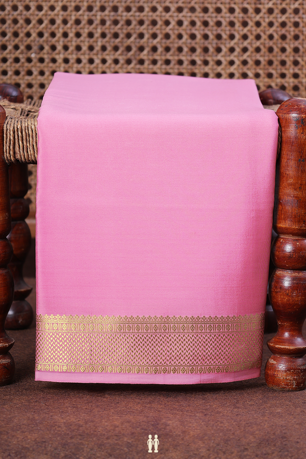 Mysore Silk Saree In Pink With Zari Border