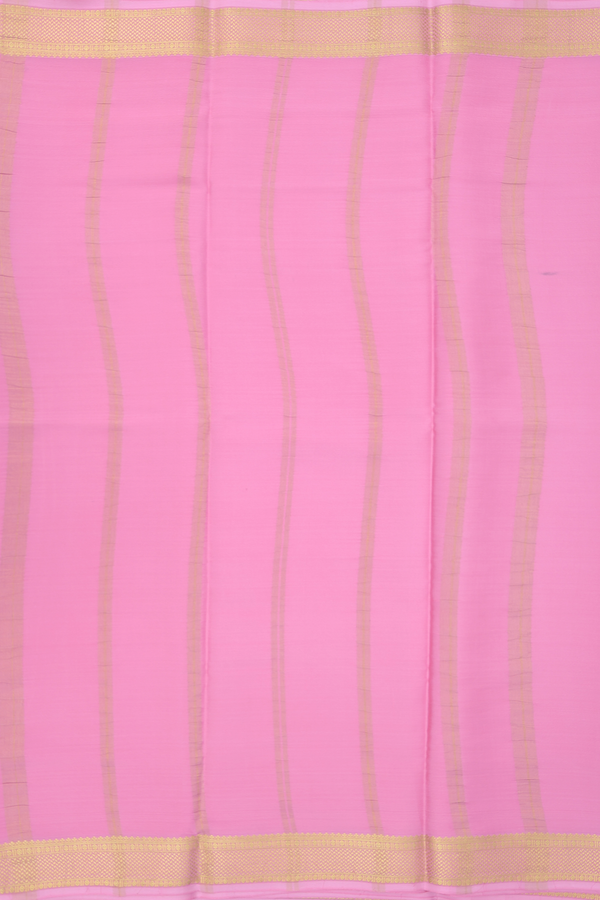 Mysore Silk Saree In Pink With Zari Border