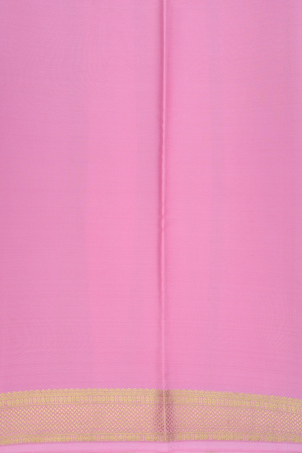 Mysore Silk Saree In Pink With Zari Border