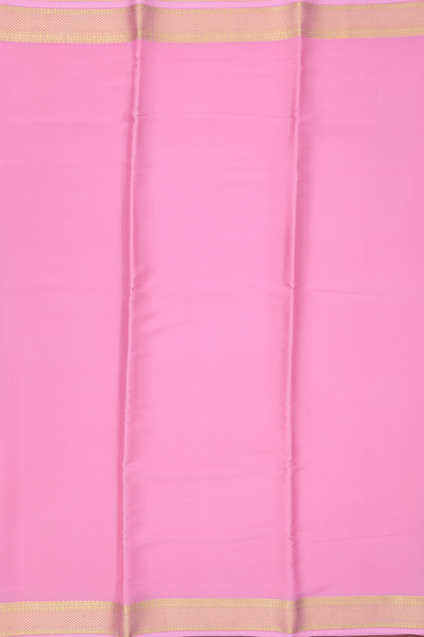 Mysore Silk Saree In Pink With Zari Border
