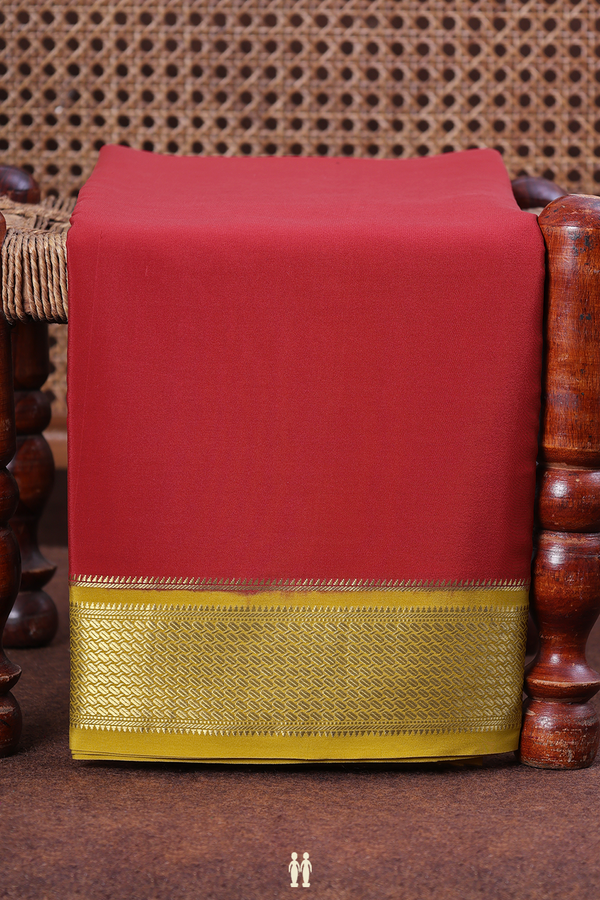 Mysore Silk Saree In Crimson Red With Contrast Border