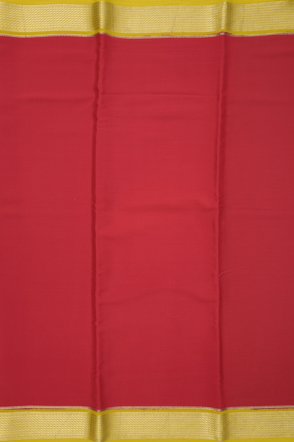 Mysore Silk Saree In Crimson Red With Contrast Border