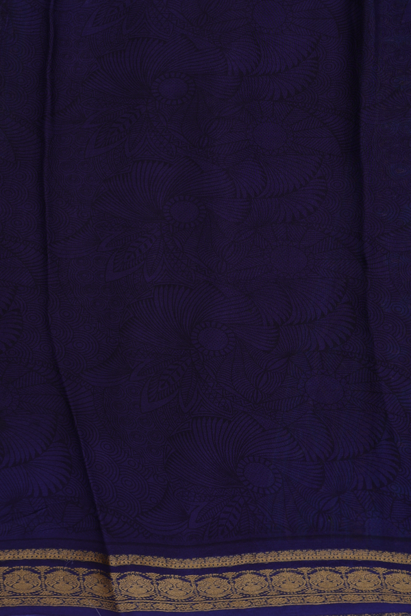 Crepe Saree In Oxford Blue With Paisley Design