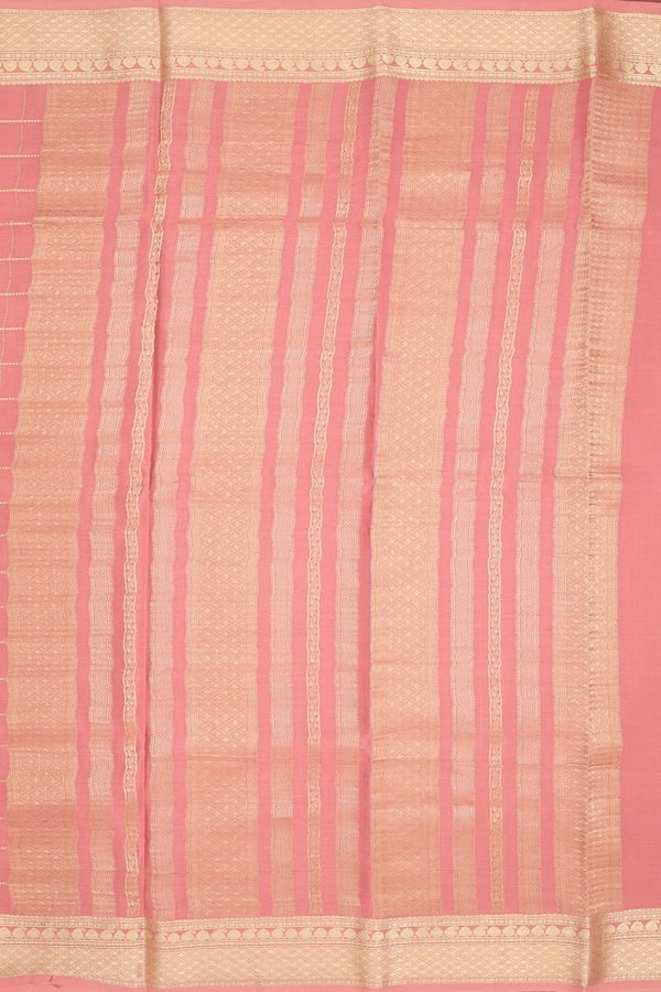 Mysore Silk Saree In Dusty Peach With Checks Design