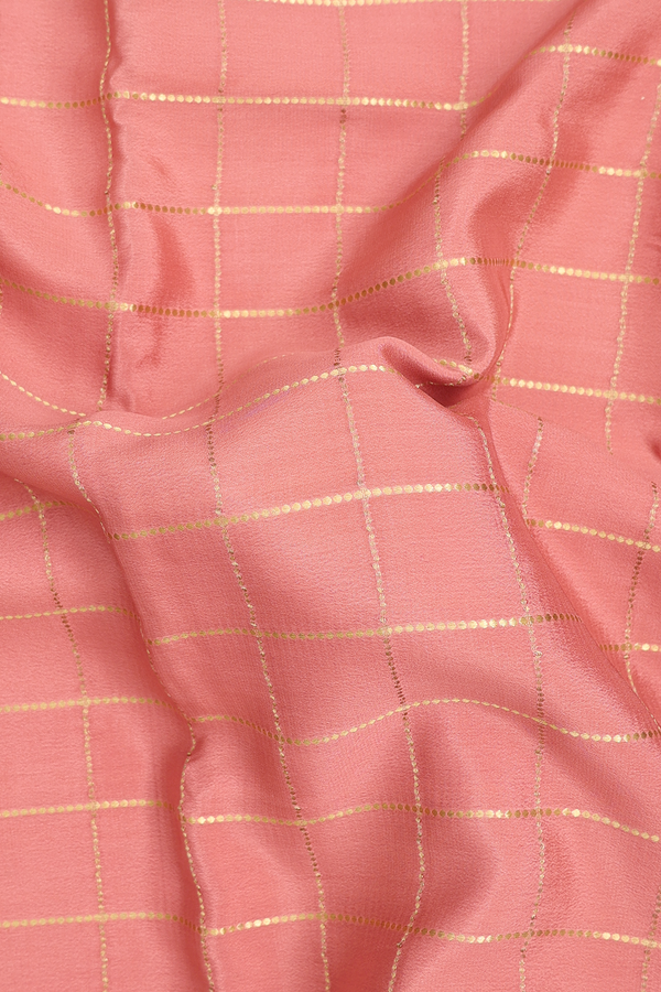 Mysore Silk Saree In Dusty Peach With Checks Design