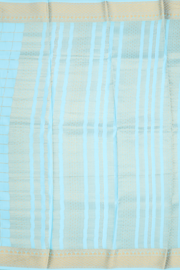Mysore Silk Saree In Light Blue With Checks Design