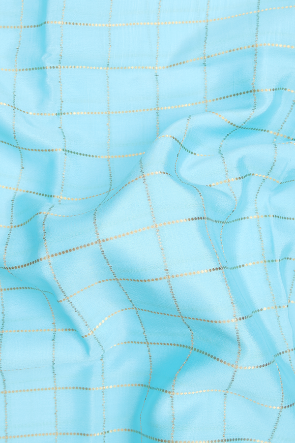 Mysore Silk Saree In Light Blue With Checks Design