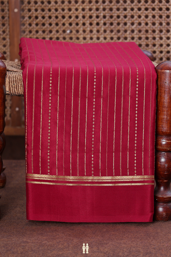 Mysore Silk Saree In Berry Red With Stripes Design