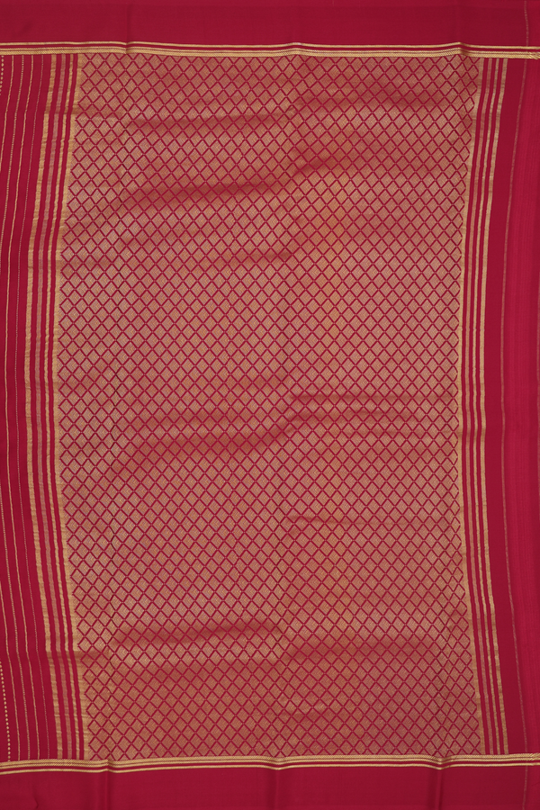 Mysore Silk Saree In Berry Red With Stripes Design