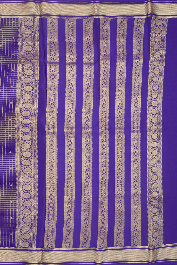 Mysore Silk Saree In Royal Blue With Checks Design