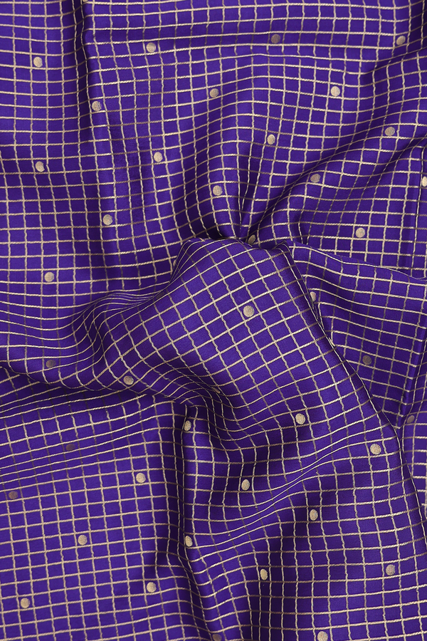 Mysore Silk Saree In Royal Blue With Checks Design
