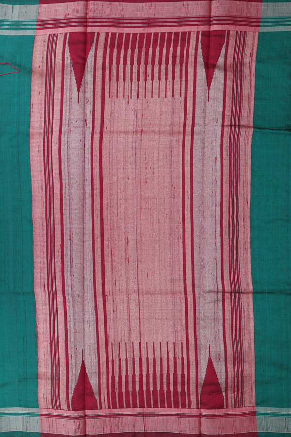 Jute Saree In Green With Zari Buttas