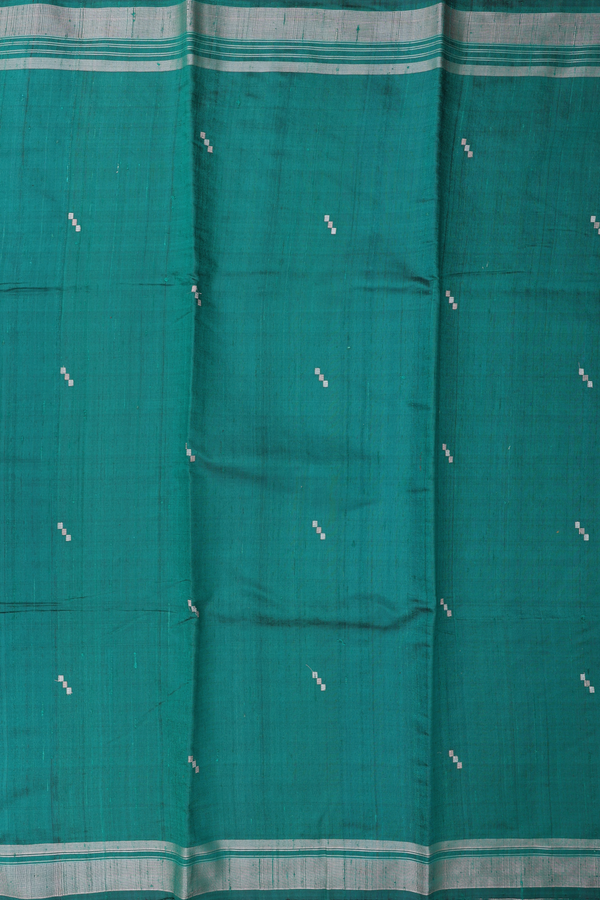 Jute Saree In Green With Zari Buttas