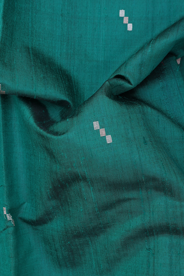 Jute Saree In Green With Zari Buttas