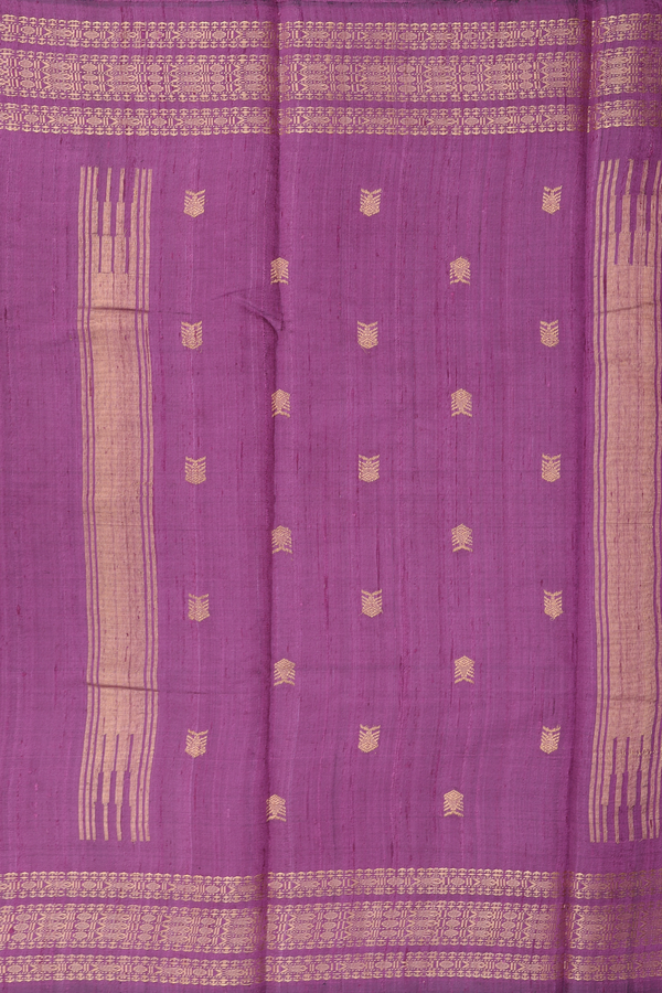 Jute Saree In Dusty Purple With Fish Buttas