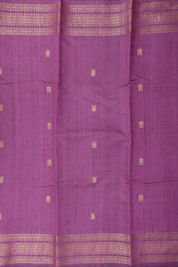 Jute Saree In Dusty Purple With Fish Buttas