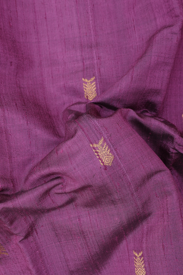 Jute Saree In Dusty Purple With Fish Buttas