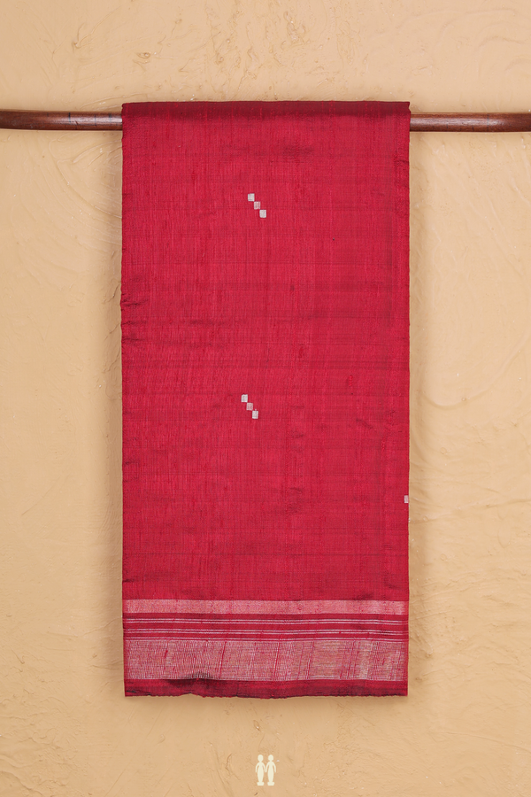 Jute Saree In Red With Zari Buttas