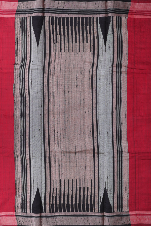 Jute Saree In Red With Zari Buttas