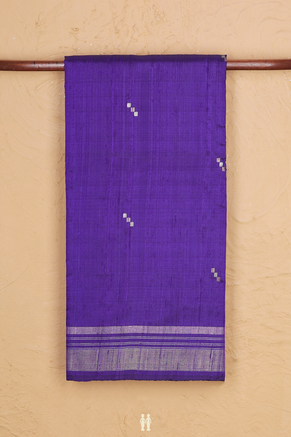 Jute Saree In Royal Blue With Zari Buttas